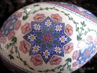 Ring Around The Rosie Ukrainian Easter Egg Pysanky By So Jeo : pysanky pysanka ukrainian easter egg batik art sojeo florals flowers birds stars trees vines blooms buds bluebird owl art sojeo "so jeo" eggshell egg shell blown decoration ivy garden rainbow rosie posy nightshad victorian trees etched brown chicken eggs turkey